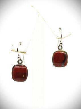 BARSE STUDIO Sterling Silver Red Jasper Cabochons Dangle Earrings